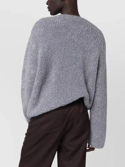 Séfr Boucle Yarn Long Sleeve Sweater In Gray