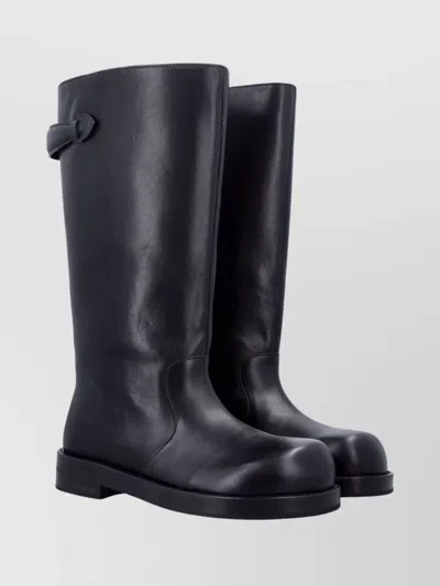 Acne Studios Women Black Boots With Embossed Logo On The Side In Leather Woman In Black