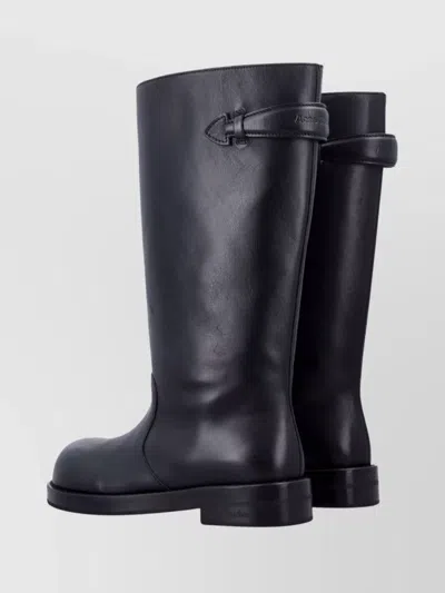 Acne Studios Women Black Boots With Embossed Logo On The Side In Leather Woman In Black