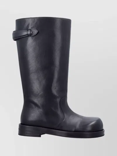 Acne Studios Women Black Boots With Embossed Logo On The Side In Leather Woman In Black