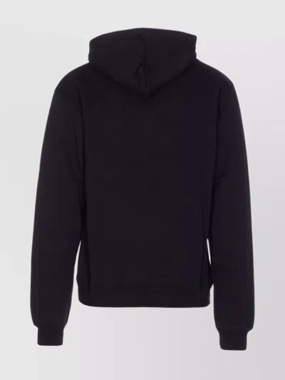 Jacquemus Hooded Long Sleeve Knitwear With Ribbed Cuffs In Black