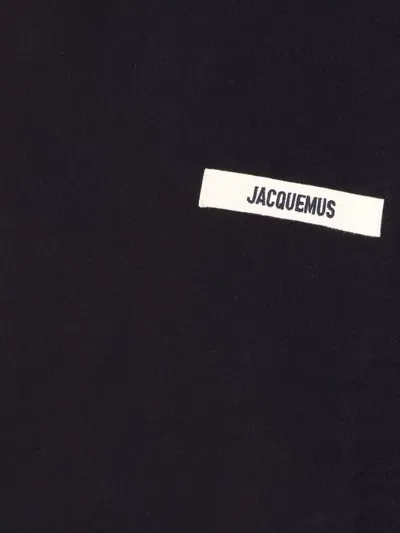 Jacquemus Hooded Long Sleeve Knitwear With Ribbed Cuffs In Black