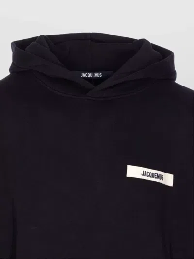 Jacquemus Hooded Long Sleeve Knitwear With Ribbed Cuffs In Black