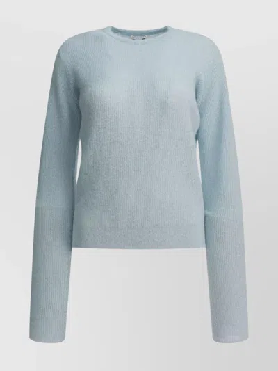 Auralee Long Sleeve Crew Neck Knitwear Piece In Blue