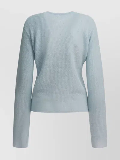 Auralee Long Sleeve Crew Neck Knitwear Piece In Blue