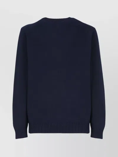 Ralph Lauren Long Sleeve Crew Neck Sweater With Ribbed Cuffs In Blue