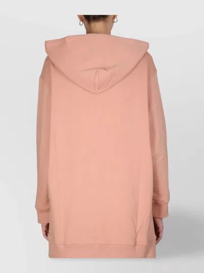 Max Mara Longline Hoodie With Drawstring And Ribbed Cuffs In Brown