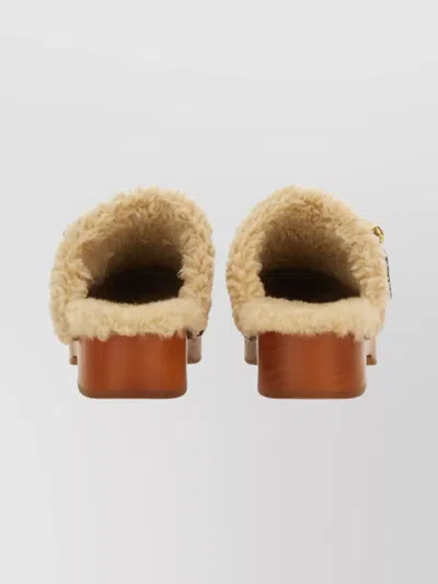 Chloé Mules With Buckle And Studded Trim In Brown