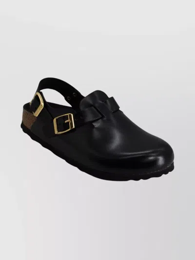 Birkenstock Amalfi Leather Sandals Oversized Buckle In Black