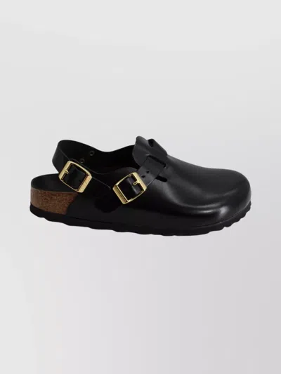 Birkenstock Amalfi Leather Sandals Oversized Buckle In Black