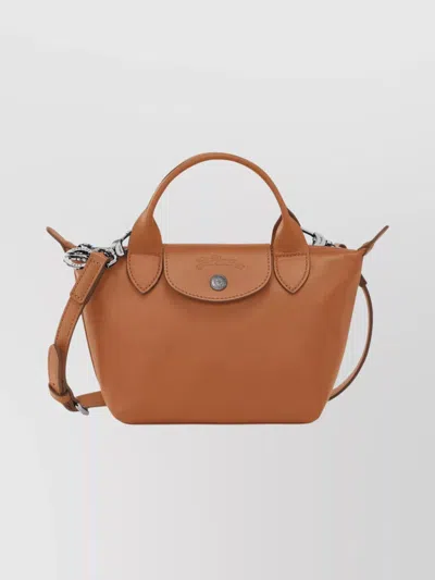 Longchamp Extra Small Le Pliage Xtra Leather Top Handle Bag In Brown