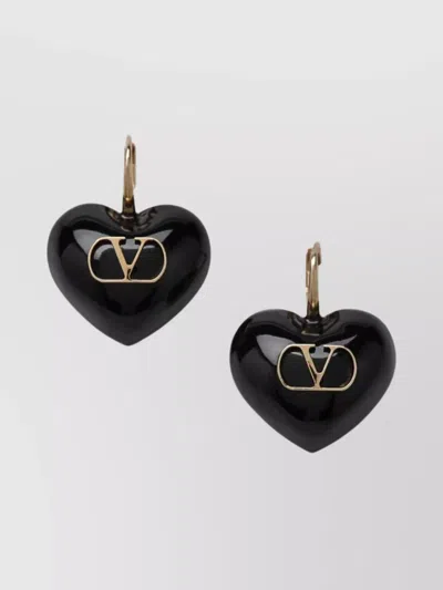 Valentino Royal Heart Drop Earrings In Black