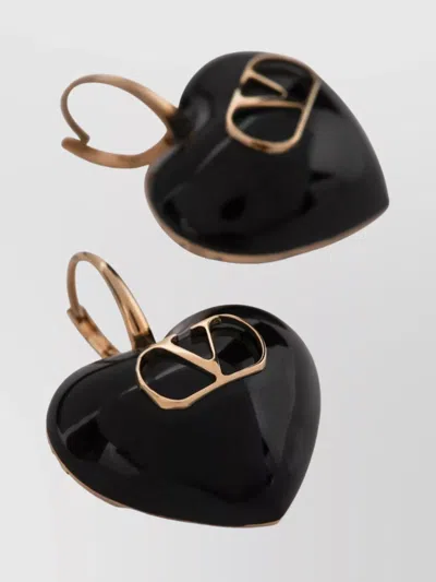 Valentino Royal Heart Drop Earrings In Black