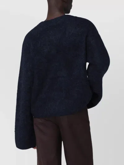 Séfr Textured Alpaca Yarn Long Sleeve Cardigan In Black