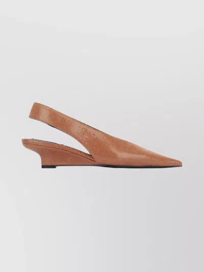 Totême Pointed Toe Slingback Ballerina Shoes In Brown