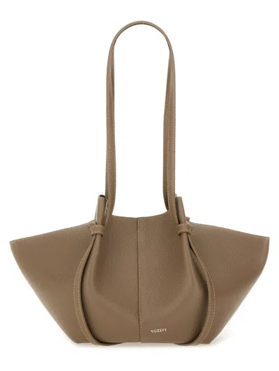 Yuzefi Textured Finish Tote Bag With Double Handles In Brown