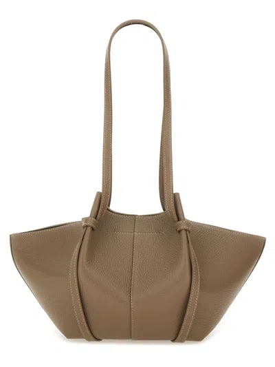 Yuzefi Textured Finish Tote Bag With Double Handles In Brown