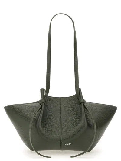 Yuzefi Structured Textured Top Handle Shoulder Bag In Green