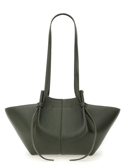 Yuzefi Structured Textured Top Handle Shoulder Bag In Green