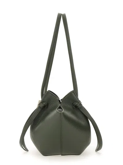 Yuzefi Structured Textured Top Handle Shoulder Bag In Green
