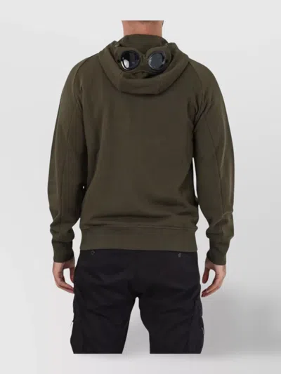 C.p. Company Men Diagonal Raised Fleece Goggle Sweatshirt In Green