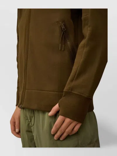 C.p. Company Men Diagonal Raised Fleece Goggle Sweatshirt In Green