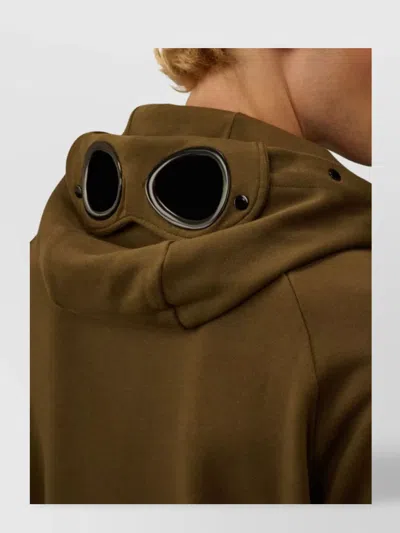 C.p. Company Men Diagonal Raised Fleece Goggle Sweatshirt In Green