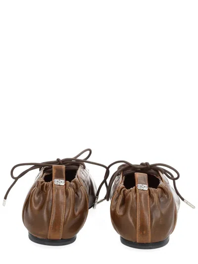 Ganni Lace-up Shoes Featuring Elasticated Trim In Brown