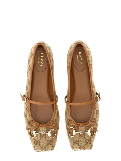 Gucci Ballerina With Clamp In Brown