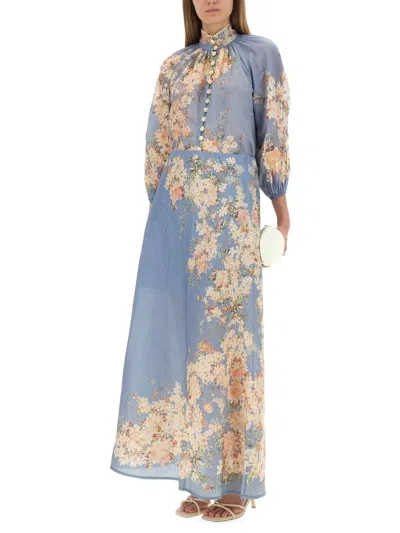 Zimmermann Cascadian Billowed Ramie Shirt In Black