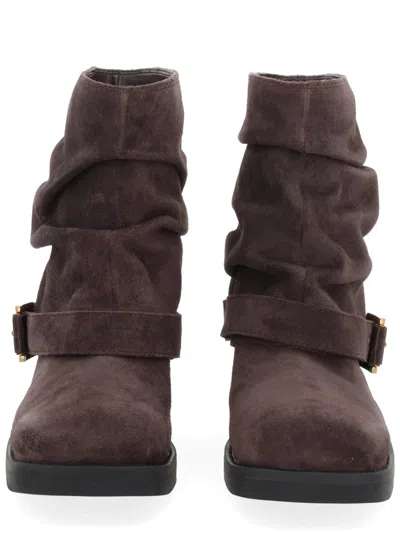 Michael Kors Slouchy Ankle Boots Buckle Detail In Brown