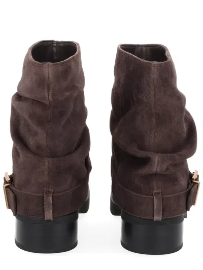 Michael Kors Slouchy Ankle Boots Buckle Detail In Brown