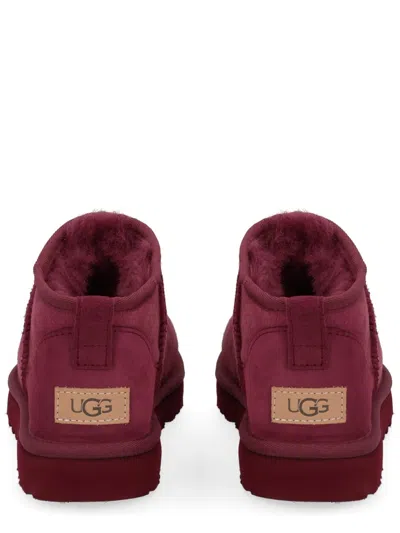 Ugg Ultra Mini Round Toe Flat Sole Boots In Red