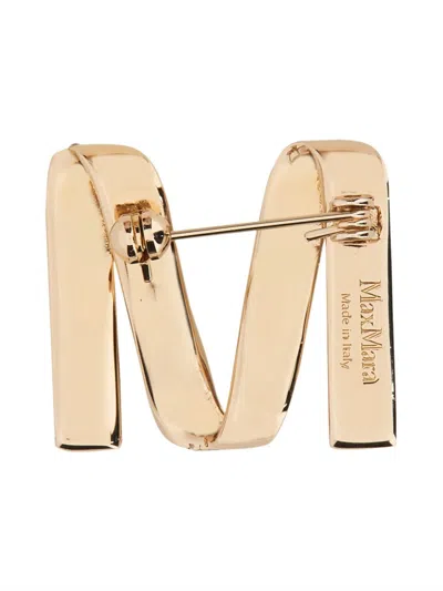 Max Mara Brooch With Logo In Gold