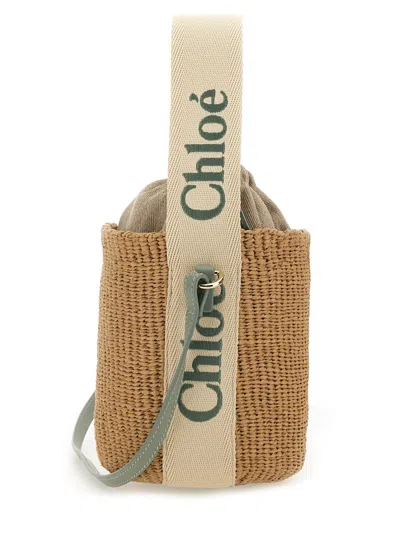 Chloé Small Woody Bucket Bag With Dual Handles In Neutral