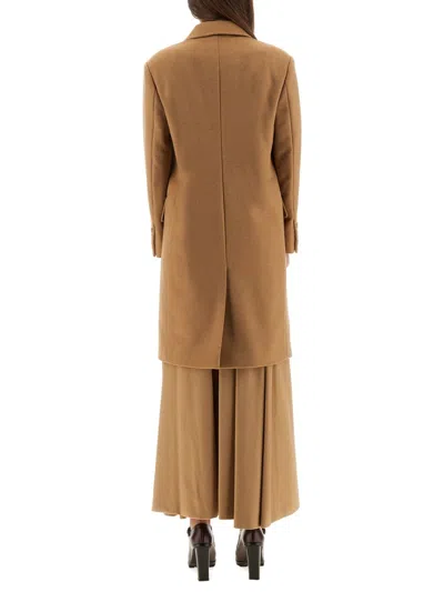 Max Mara Double Breasted Longline Coat In Brown