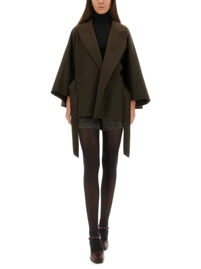 Max Mara Moss Green Short Wrap Coat In Green