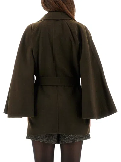 Max Mara Moss Green Short Wrap Coat In Green