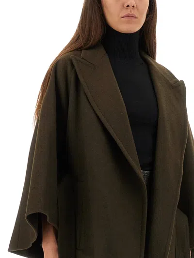 Max Mara Moss Green Short Wrap Coat In Green