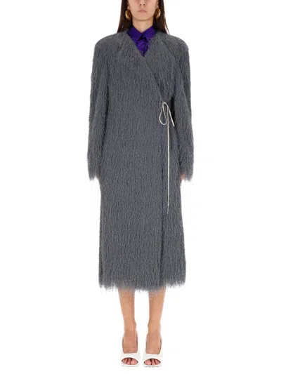 Dries Van Noten Coat With Bangs In Gray