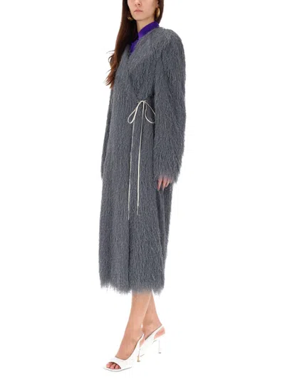 Dries Van Noten Coat With Bangs In Gray