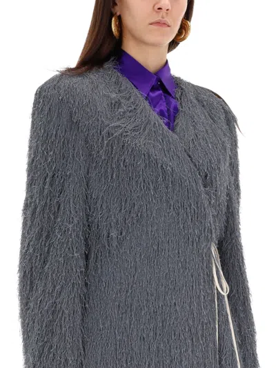 Dries Van Noten Coat With Bangs In Gray