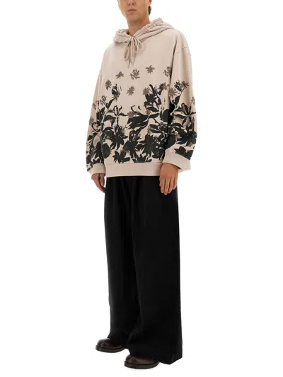 Dries Van Noten Floral Print Hoodie With Drawstring And Pocket In Multi