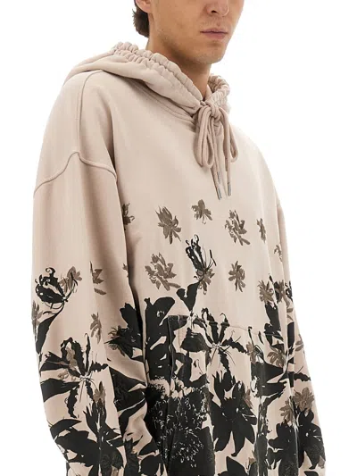 Dries Van Noten Floral Print Hoodie With Drawstring And Pocket In Multi