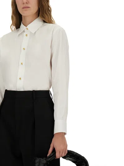 Bottega Veneta Women Cotton Poplin Shirt In White