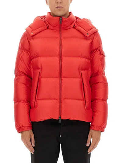 Moncler Couyere Hooded Down Jacket In Red