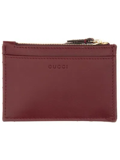 Gucci Gg Marmont Card Holder In Burgundy