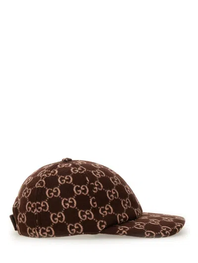 Gucci Gg Canvas Wool Baseball Cap In Brown