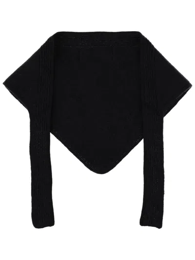 Jacquemus Knitted Logo Shawl Ribbed Texture In Black