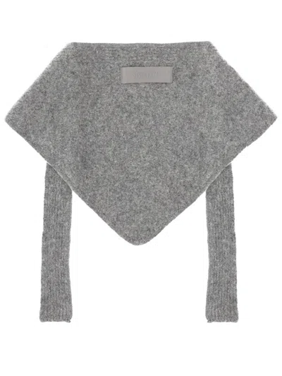 Jacquemus Women Grosgrain Logo Shawl In Gray